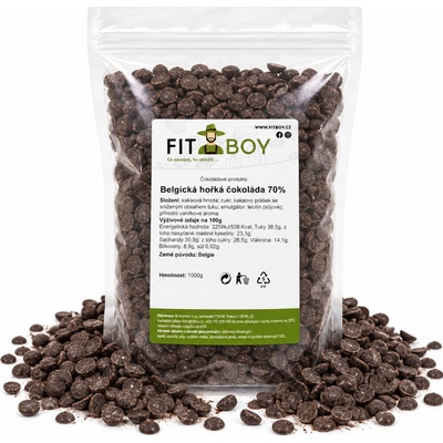 FITBOY Belgická hořká čokoláda 70% 1 kg
