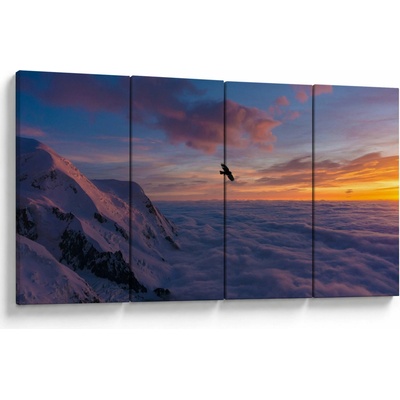 Obraz při západu slunce, Mt. Blanc, Čtyřdílný 160x80 cm