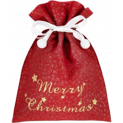 PartyPal Vrecko na darček VIANOČNÉ červené MERRY CHRISTMAS 23 cm x 33 cm