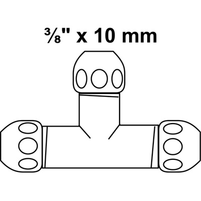 T-kus s kompresním fitinkem Kirchhoff, chromovaný, 15 mm (3/8 ) x 10 mm