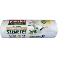 Mazzini Vrecia na odpadky recyklované s uškom parfumované 60 l 15 ks 13 µm kvetinková vôňa