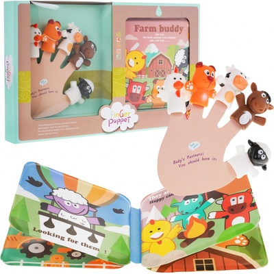 RKToys Gumový maňásek na prsty Zvířátka s knížkou 5 ks