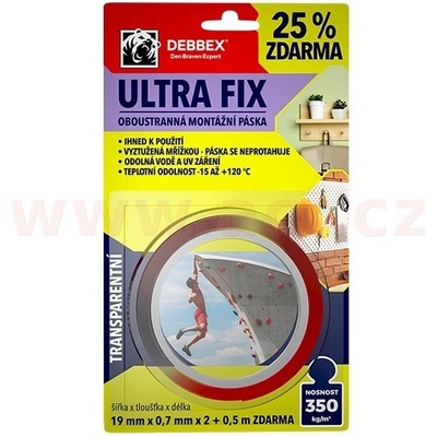Debbex Ultra Fix Oboustranná montážní páska 19 mm x 0,7 mm x 2,5 m