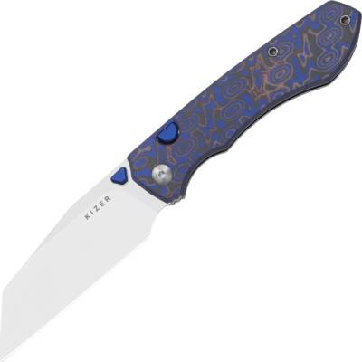 Kizer Wharning N690, Satin, Vortex pattern micarta V3738BW2