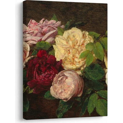 Obraz - Henri Fantin-Latour, Roses de Nice on a Table, reprodukcia, jednodielny 30x40 cm