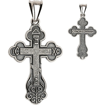 Argento Strieborný prívesok pravoslávny krížik čiernený 86145