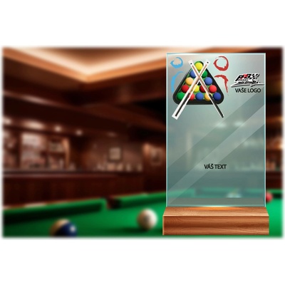 Skleněná trofej na dřevěném podstavci Billiard 17 cm