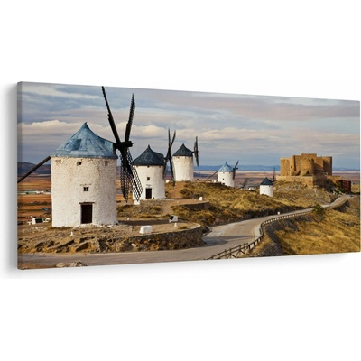 Obraz - Veterné mlyny Consuegra, Španielsko, jednodielne 250x125 cm