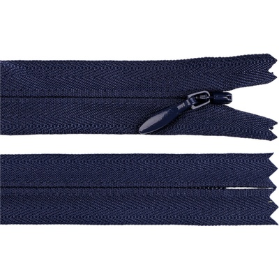 Spirálový zip skrytý YKK No 4 délka 25 cm, střední, 919 modrá tmavá
