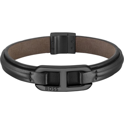 Hugo Boss Stylový kožený černý náramek Kode 1580784