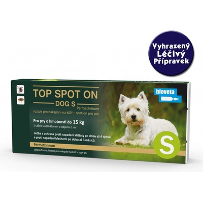 Bioveta Top Spot-on Dog S do 15 kg 1 x 1 ml – Hledejceny.cz