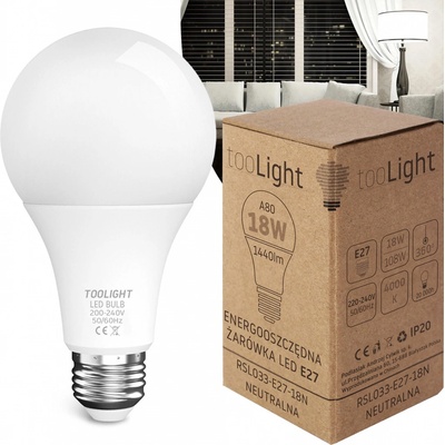 Toolight, LED žiarovka E27, 18W, 1440lm, 4000K neutrálna biela, RSL033, OSW-20018
