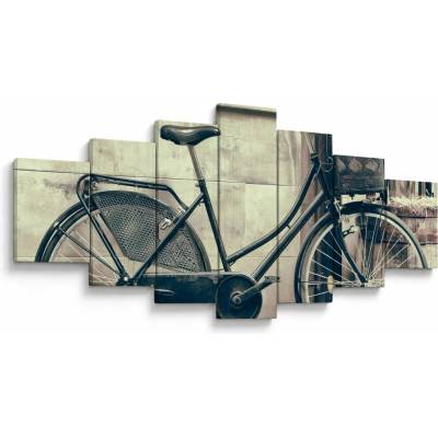 Obraz - Vintage kolo s kvetinami, sedemdielne 210x100 cm