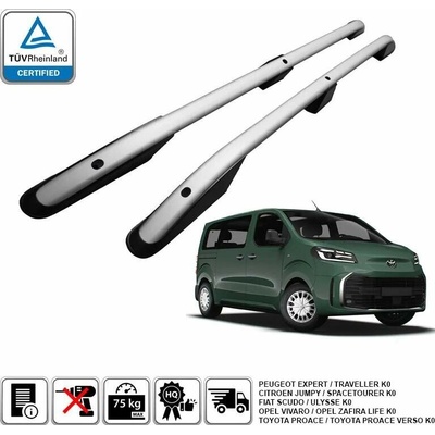 Omtec podélné střešní nosiče stříbrné - Citroen Jumpy (L2) / Peugeot Expert (L2) / Opel Vivaro (M) / Toyota Proace (L1)