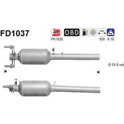 Filter sadzí pevných častíc výfukového systému AS FD1037