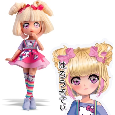 Hello Kitty Manga bábika, 19 cm (Candy Unicorn – blond vlasy)