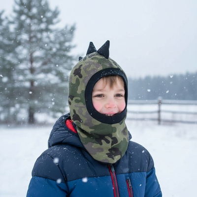 Kukla Dinosaur maskáčová zateplená