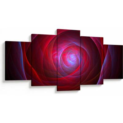 Abstraktný obraz očí (s hodinami), päťdielne 150x80 cm s hodinami