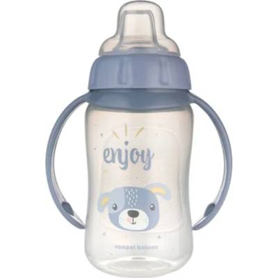 Canpol Babies Tréninkový hrnek s měkkým silikonovým pítkem 320 ml modrý