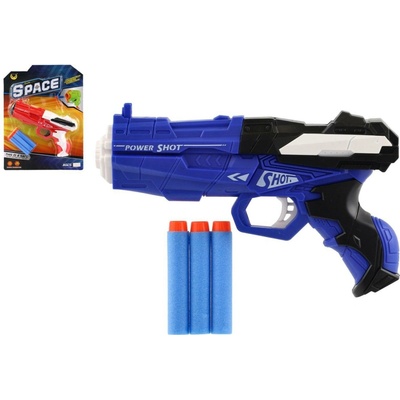 Teddies Pistole na pěnové náboje 18cm plast + náboje 3ks 2 barvy na kartě