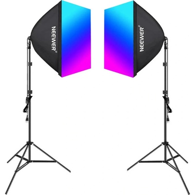 Neewer Kit NK800 dva softboxy + žárovky RGB 24W 2700-6500K + stativy + barndoor – Hledejceny.cz