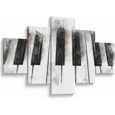 Obraz - Piano, aquarel, päťdielne 125x70 cm
