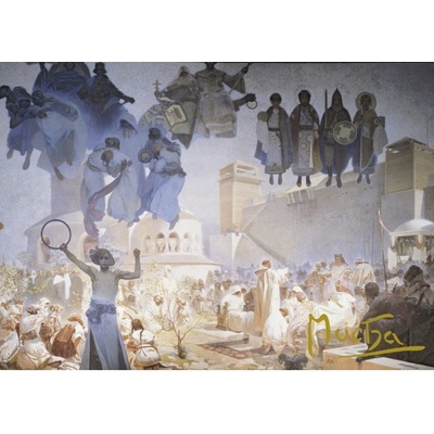 Pohled Alfons Mucha Slovanská epopej – Zavedení slovanské liturgie, krátký