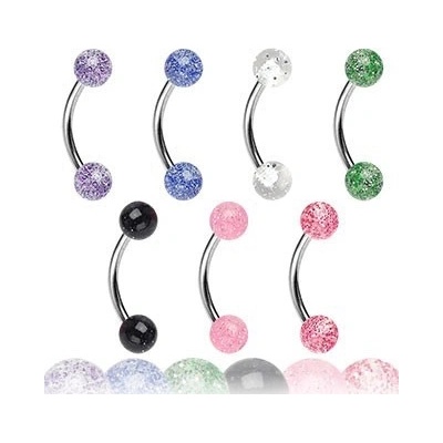 Šperky eshop piercing do obočí čiré kuličky se třpytkami SP08.10 zelená