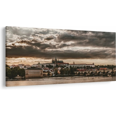 Obraz - zamračená Praha, jednodielne 250x125 cm