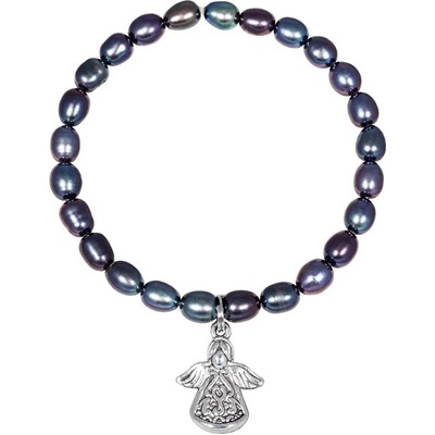 JwL Luxury Pearls perlový náramok s kovovým anjelikom JL0524