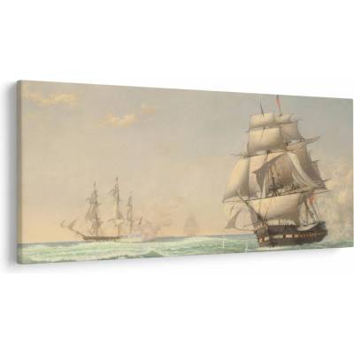 Obraz - Fitz Henry Lane, The United States Frigate President Engaging the British Squadron, reprodukcia, jednodielne 200x100 cm