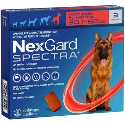 NexGard Spectra XL 30–60 kg žuvacie tablety 3 x 1 tbl.