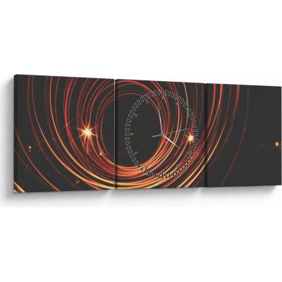 Obraz abstraktných liniek (s hodinami), trojdielne 90x30 cm s hodinami