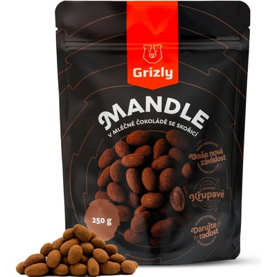 Grizly Mandle v mléčné čokoládě se skořicí 250 g