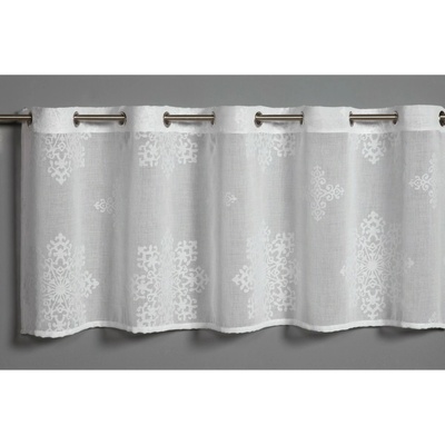 Bennetti Vitrážová záclona s otvormi, ornamenty, biela 135 x 45 cm