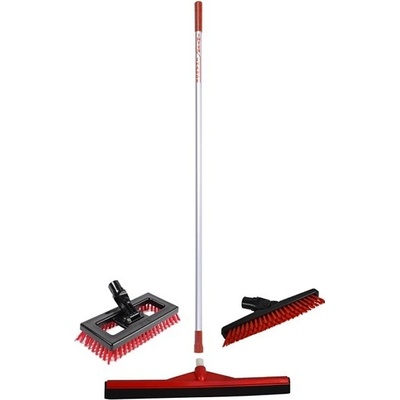 Podlahová stěrka SYR 45 cm s tyčí + kartáč do úzkých prostor a rýžák, červená PS45sadacervena