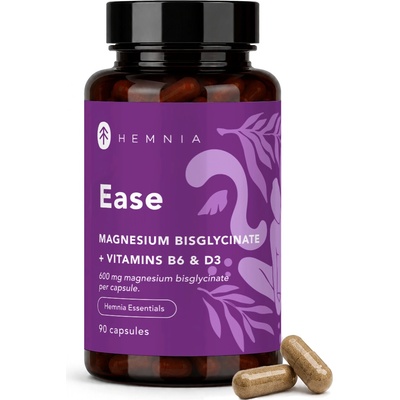 Hemnia Ease Magnesium Bisglycinate Vitamin D3 and B6 90 kapslí