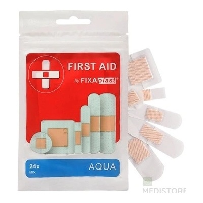 FIXAplast FIRST AID AQUA náplasť MIX vodeodolná stripy rôzne veľkosti a tvary 24 ks