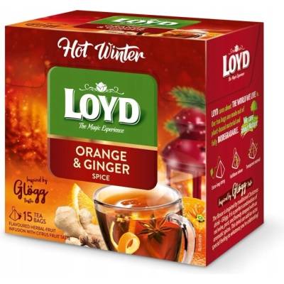 Ovocný čaj Loyd Hot Winter Glögg Pomaranč Zázvor - Pomaranč zázvor 15x3g