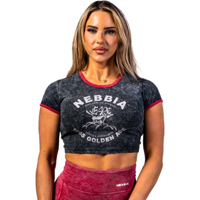 Nebbia Washed crop top tričko GOLDEN AGE 782 černé