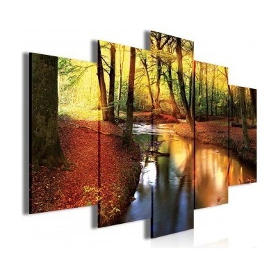 Obraz na plátne viacdielny - OB3497 - Potok v jesennom lese 100cm x 60cm - S17