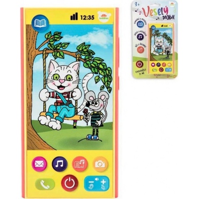 Teddies Veselý Mobil Telefon plast česky mluvící 7,5 x 15 cm na baterie se zvukem na kartě