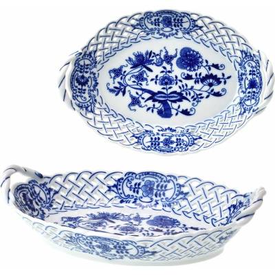 Český porcelán Dubí Košík prolamovaný cibulák 21 cm