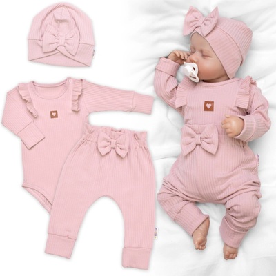 Žebrovaná rostoucí souprava 3D, Baby Girl pudrově růžová – Hledejceny.cz