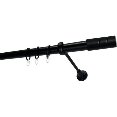 OK-GarnýžeCZ Garnýž kovová jednořadá 25mm Cylinder černá 100 cm do stěny / kroužky s háčkem