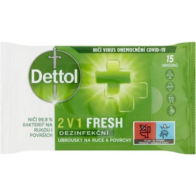 Dettol Dezinfekční ubrousky 2v1 na ruce a povrchy 15 ks – Hledejceny.cz