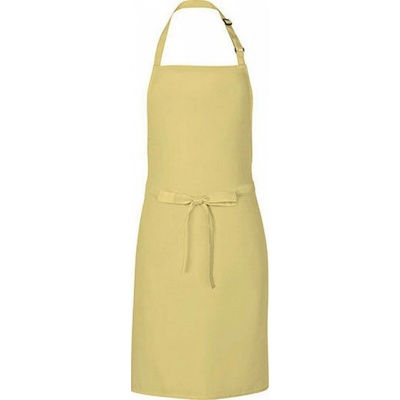 Link Kitchen Wear Univerzální keprová zástěra s laclem a nastavitelným páskem u krku žlutá pudrová 72 x 85 cm X986