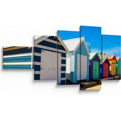 Obraz - Pláž Brighton, Melbourne, Austrálie, pětidílný 110x60 cm