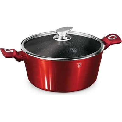 Pro-Tech shop Kastrol s mramorovým povrchem a skleněnou poklicí Metallic Line Burgundy 28cm 55482