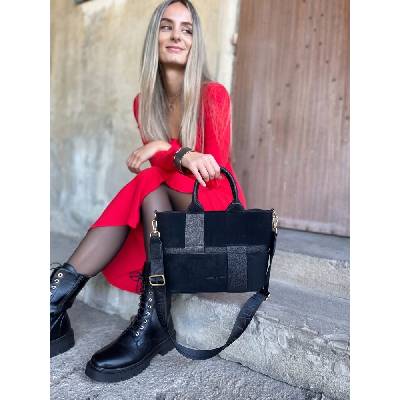 Laura Biaggi Kabelka do ruky čierna so semišom